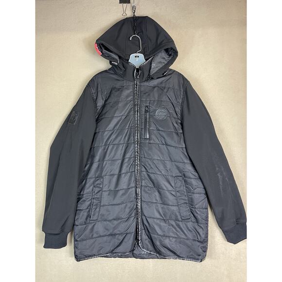 Dixxon Flannel Co Jacket Mens L Black The Resistor Quilted Hooded Full Zip - Picture 1 of 13